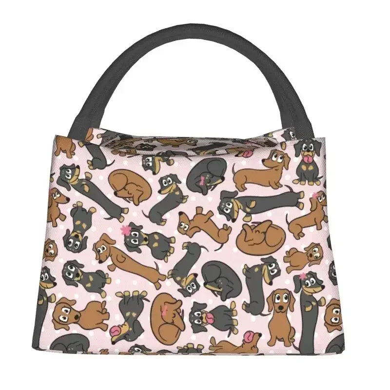 Cute Dachshund Cuties Lunch Bags Women Cooler Warm Insulated Lunch Boxes for Office Travel