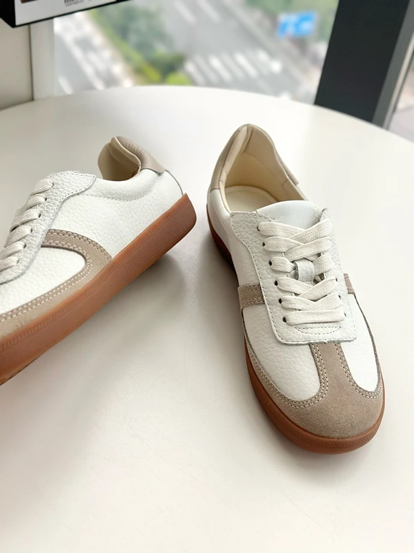 Withered Minimalist Women's Shoes Sneakers Shoes Color Blocked Cowhide Comfortable Breathable Vulcanized Shoes Women