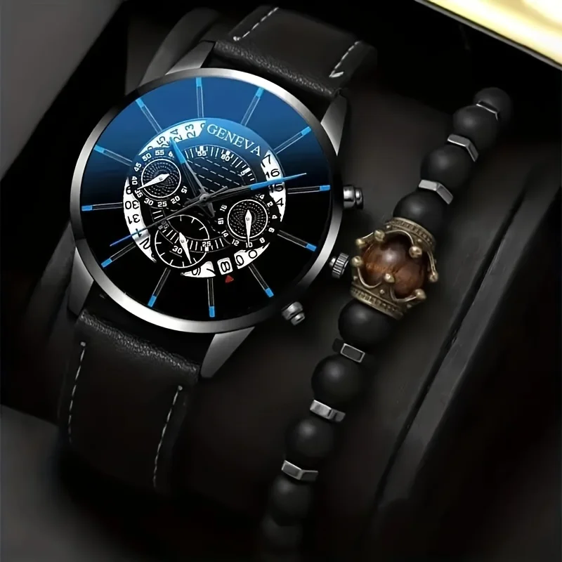 

Fashion Men's Quartz Watch & Bracelet - Perfect For Daily Wear, Father's Day, Valentine's Day Gift