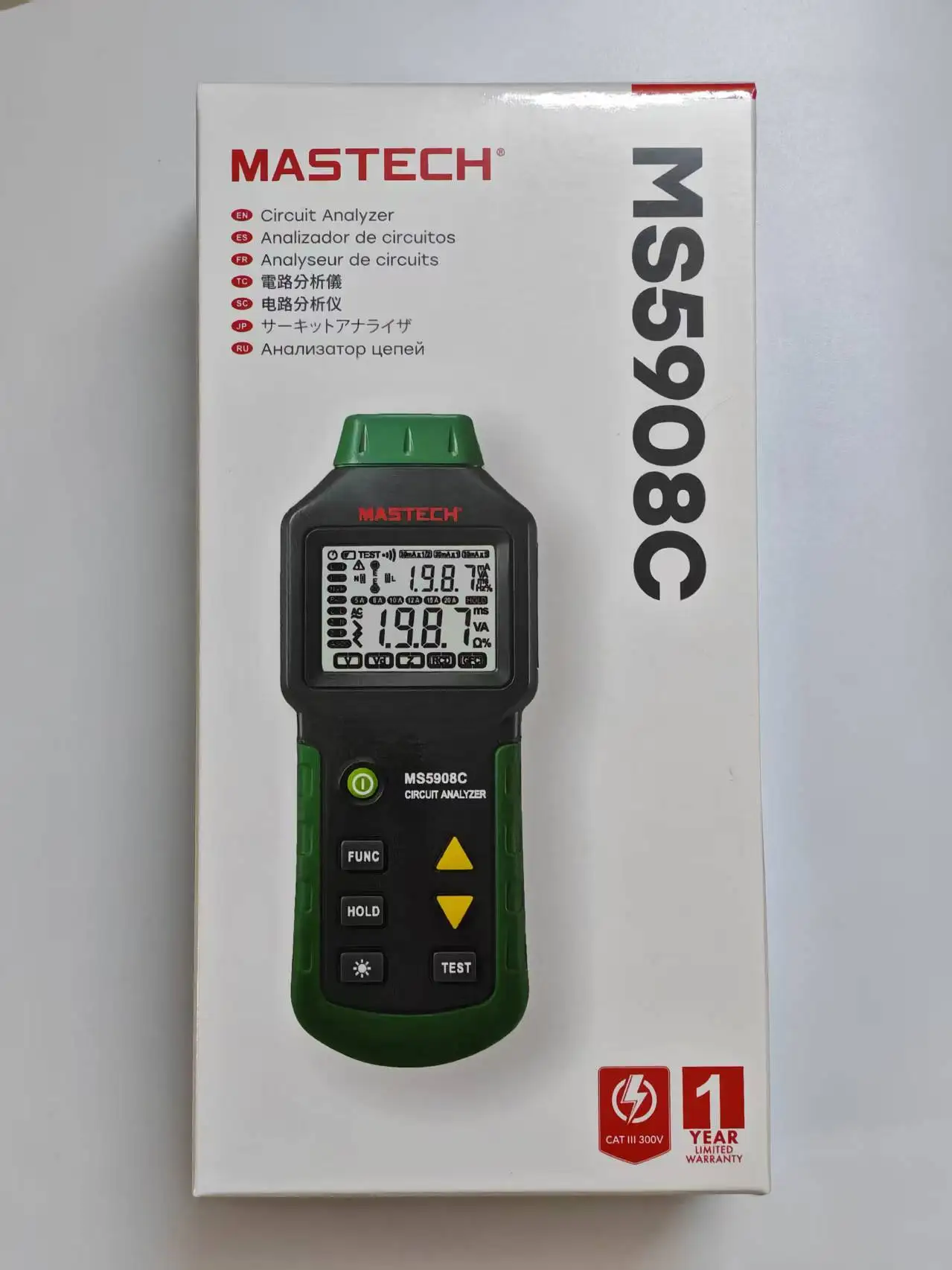 Mastech MS5908 جهاز اختبار محلل الدائرة الرقمية LCD الخلفية خط خط اختبار الأخطاء صحيح RMS التيار المتناوب الجهد RCD GFCI اختبار الكهربائية