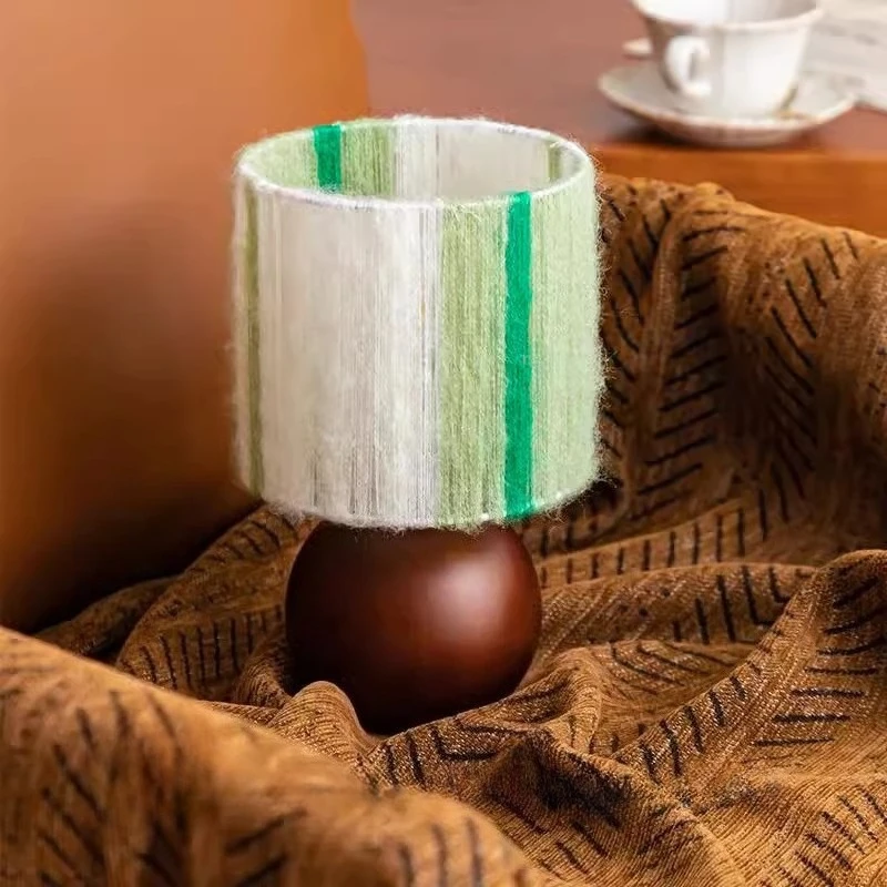 

Unique Hand Woven Design, Vintage Solid Wood Desk Lamp Decoration, Bedroom Desktop Atmosphere Lighting Fixtures