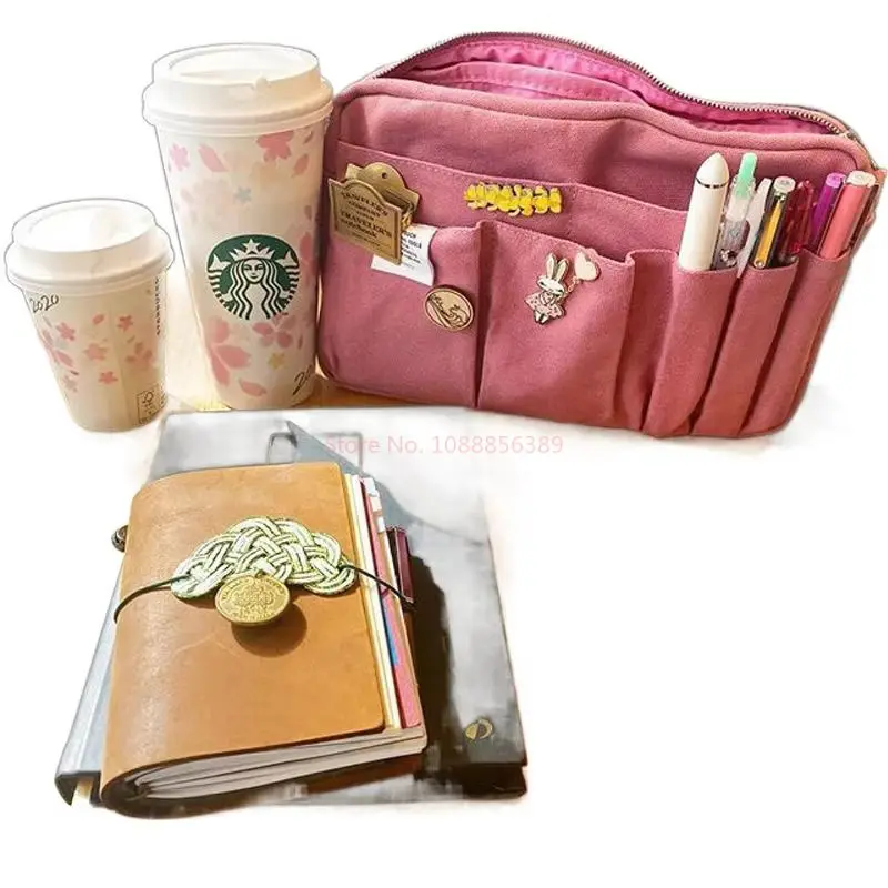 Large Capacity Canvas Storage Bag Simple Design For High School Students Multi-Layer Pencil Case And Bag For Boys And Girls