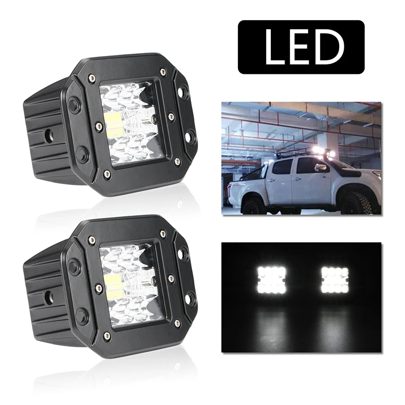 48W 16LED Lamp Beads Car Waterproof Work Light LED Light Bars Spot Flood Beam for Offroad Boat Car Tractor Truck SUV 4WD 12V 24V