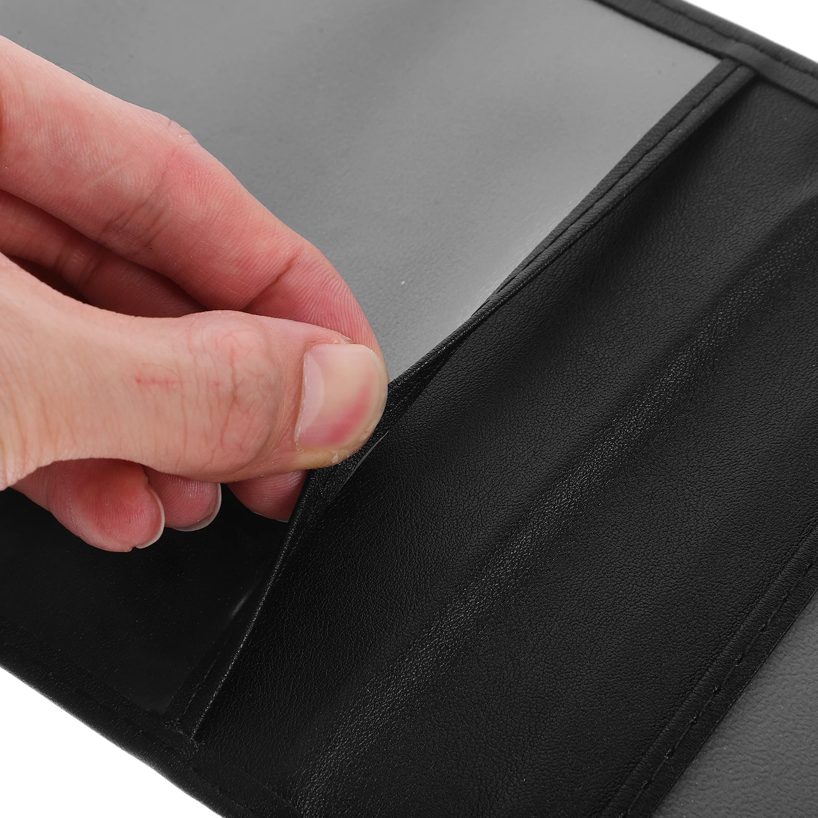 

Insurance Data Protection Sleeve Car Document Organizer Black PU Foldable Wallet Lightweight Travel Storage Solution