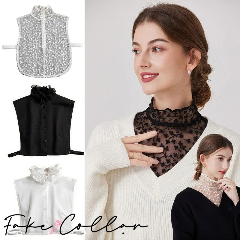 

Detachable Lace Fake Collar Women's Ruffle Edge Stand Collar Fashion False Collar Top Decoration Clothing Accessories