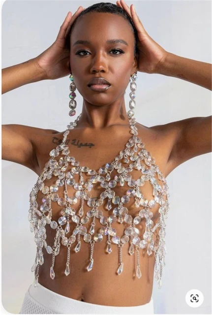 Gaono Top con cuentas de perlas para mujer Top corto con perlas sujetador con tirantes finos camiseta sin mangas ropa de calle para fiesta AliExpress