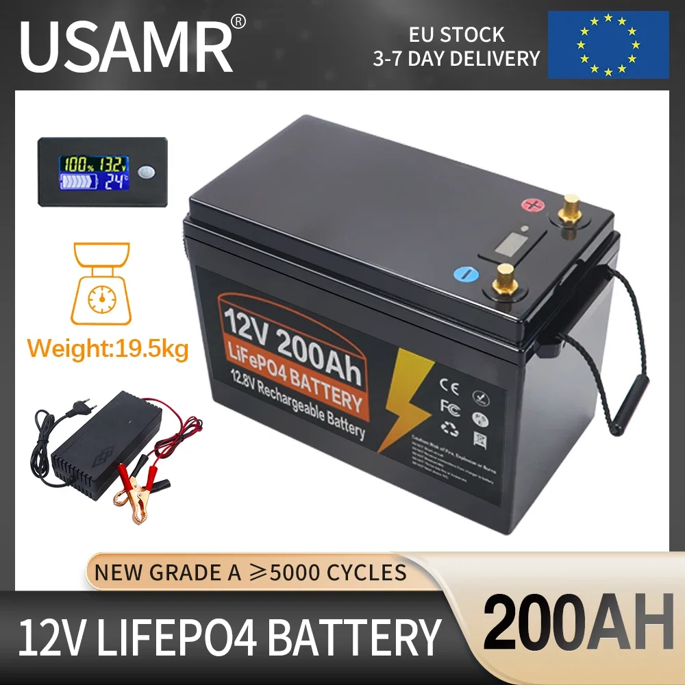 12V 200Ah LiFePO4 Lithium Iron Phosphate Battery 5000+ Cycles For Replacing Most of Backup Power Home Energy Storage Tax Free