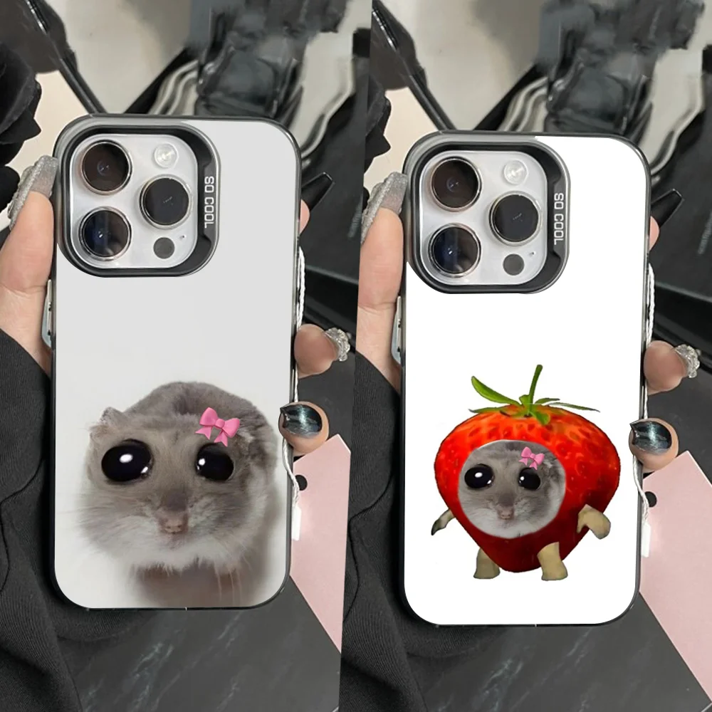 

Sad Hamster Meme Phone Case For iPhone 16,15,14,13,12,11,Pro,Max,Plus,Mini,XS Anti Fall Black Matte Hard Bumper