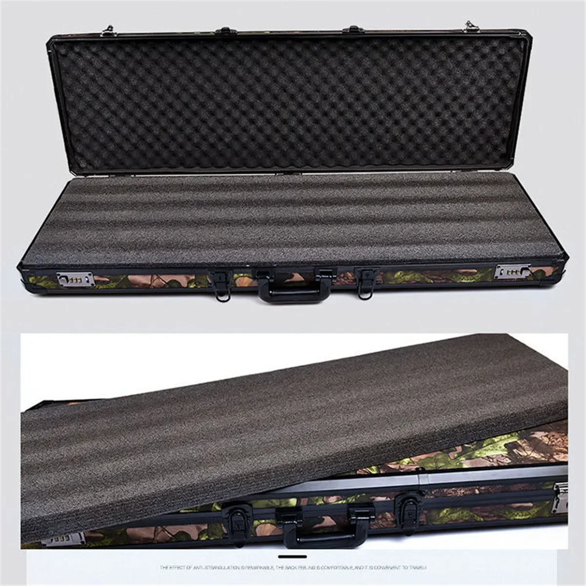 Aluminum Alloy Tool Box Extra Long Suitcase Instrument Case Fish Pole Case Equipment Safety Box Storage Box with Sponge