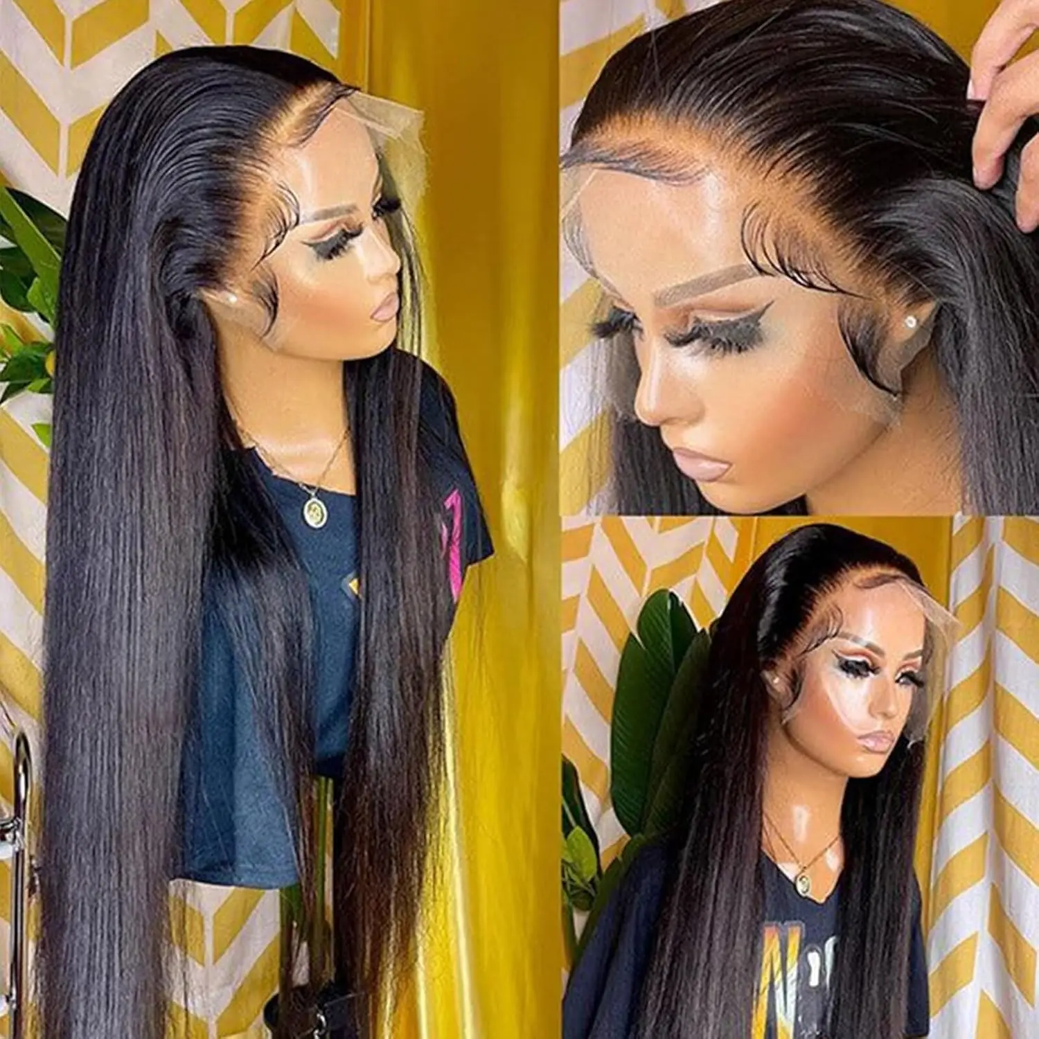 باروكة شعر بشري برازيلي مستقيم ، باروكات بدانتيل أمامي كامل ، باروكات بدانتيل عالي الدقة ، كثافة ، 13 × 4 ، 12A #6