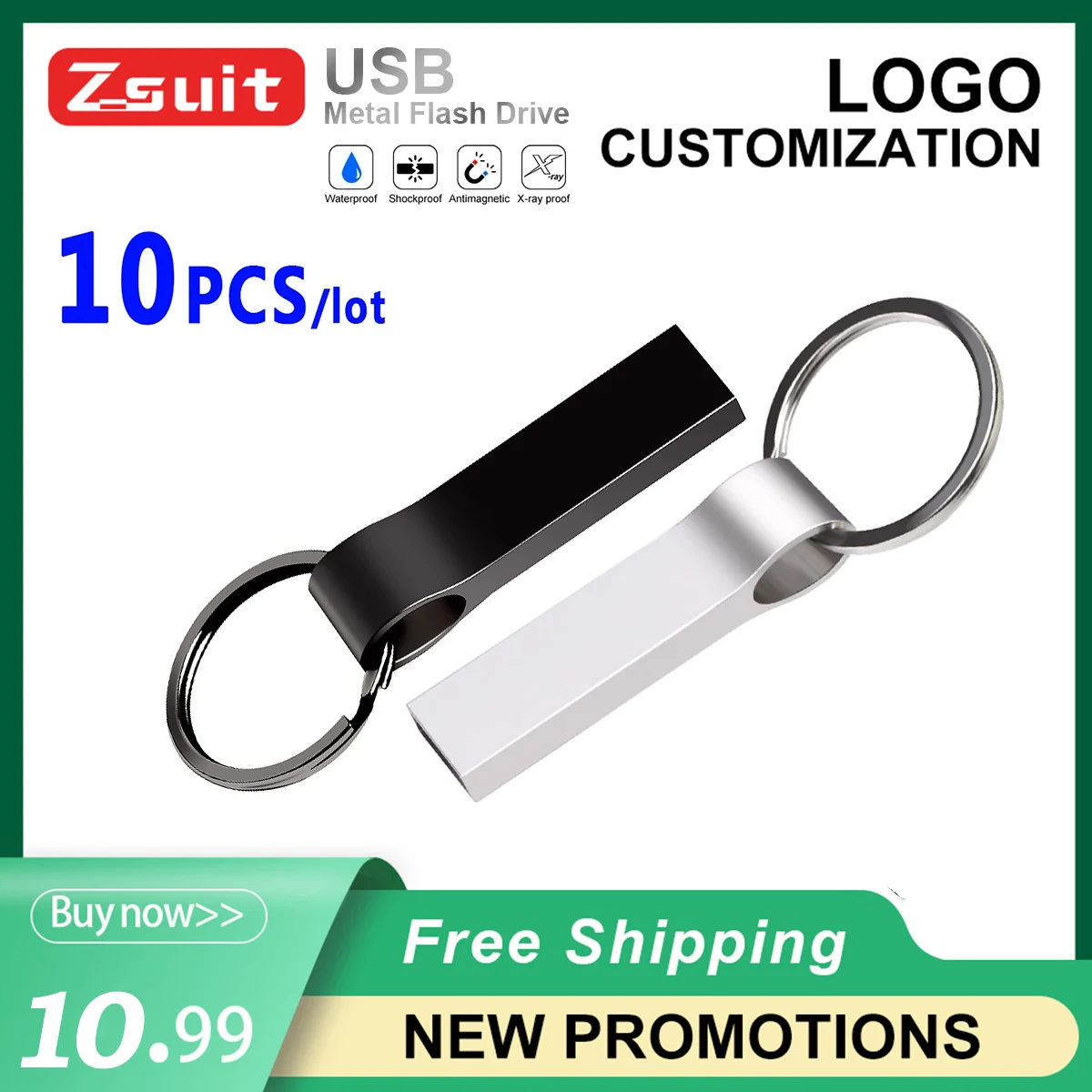 

10pcs Metal Pen Drive 64GB USB Flash Drive Pendrive Waterproof USB Stick 16GB Memory Stick Real Capacity Flash Stick Free Logo