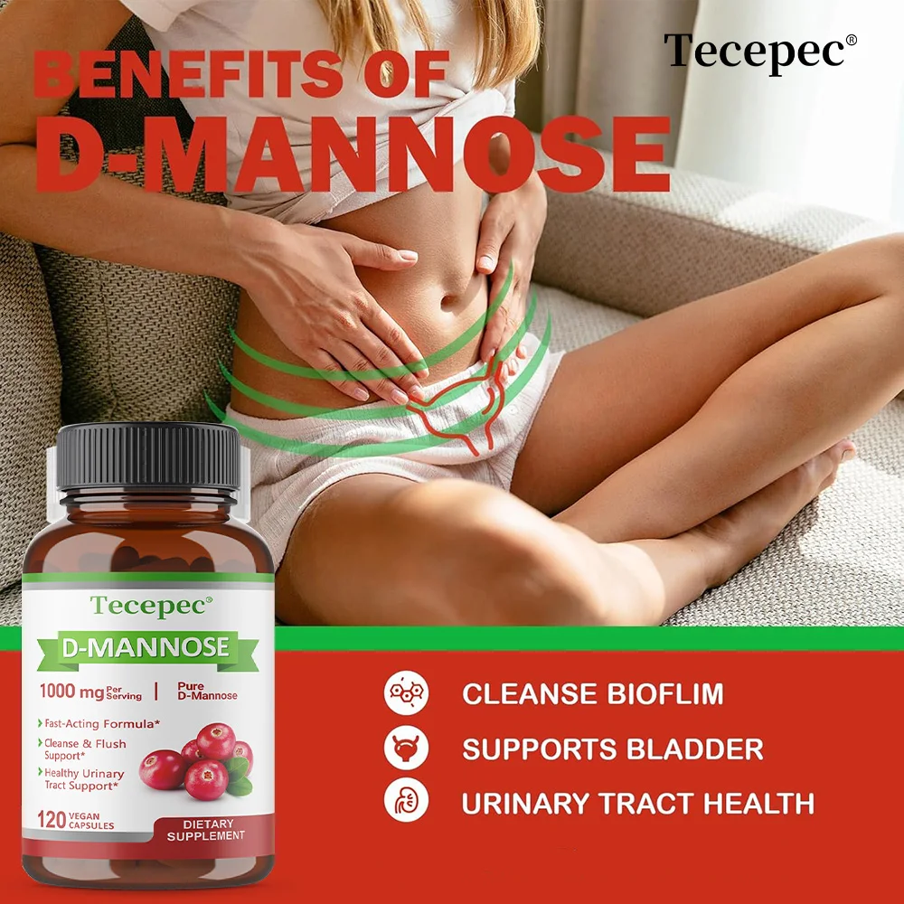 

Natural D-Mannose 1000 Mg, Urinary Tract and Bladder Health Support Capsules, Support Blood Sugar Balance, Promote Gut Health