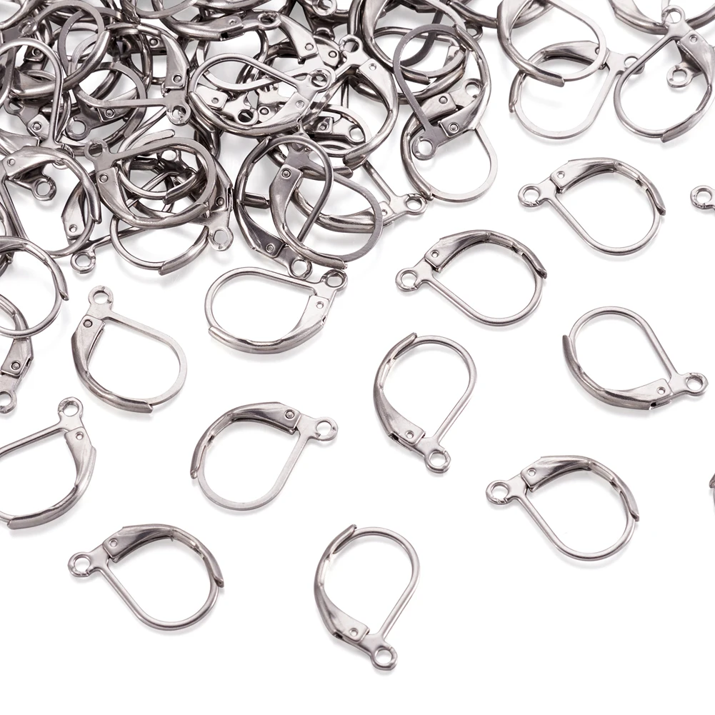 100pcs 304 Stainless Steel Leverback Earrings Findings with Loop French Level Earring Hooks Ear Wire for DIY Jewelry Making