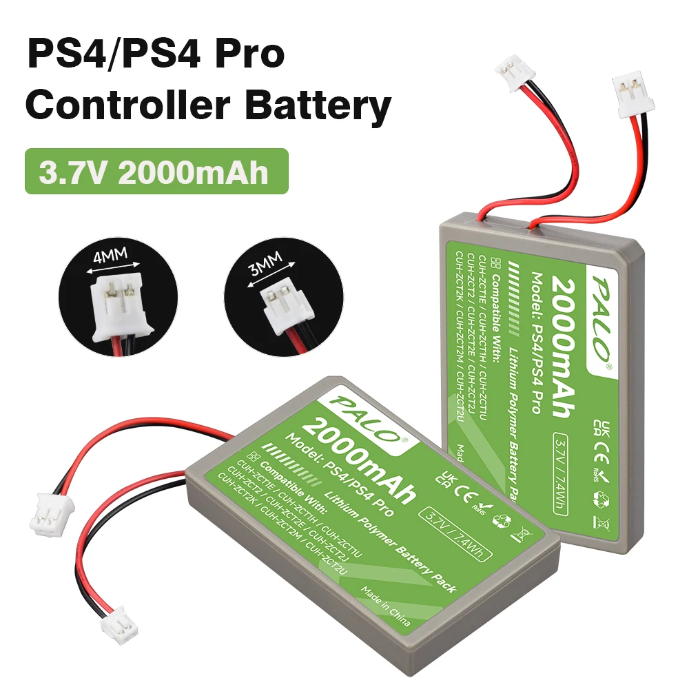 3.7V PS4 Controller Battery 2000mAh for Sony PS4,PS4 Pro/Slim Gamepad Wireless controller CUH-ZCT1E CUH-ZCT1U CUH-ZCT2 CUH-ZCT2U