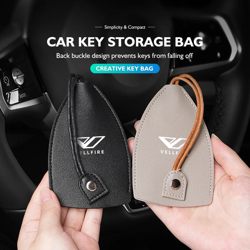 Car Key Holder Organiser Pull Out Leather Lock Key Storage Bag For Toyota Vellfire alphard FJ harrier wish Sienna Venza Avalon