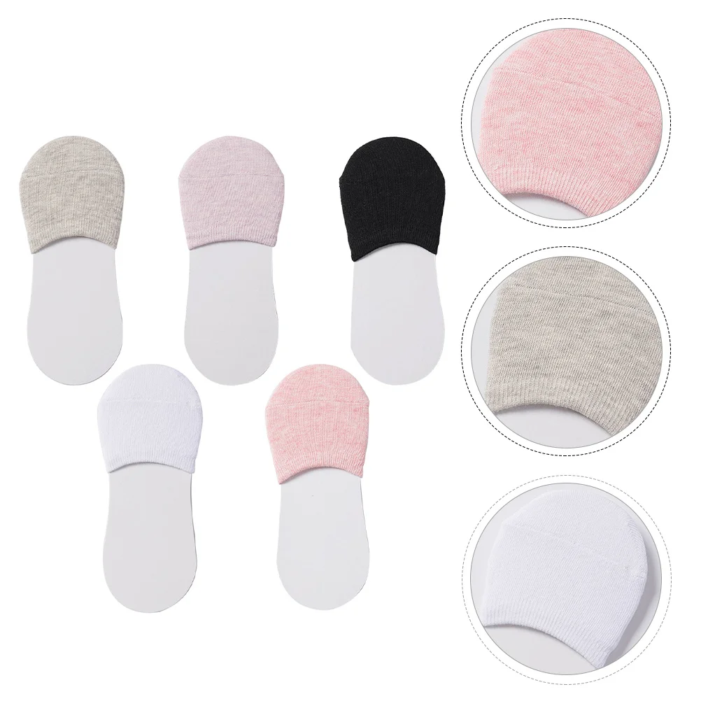 

5pcs Non-Slip Cotton Toe Half For Forefoot Skidproof Short Socks Invisible Design Travel Business Foot Care Socks