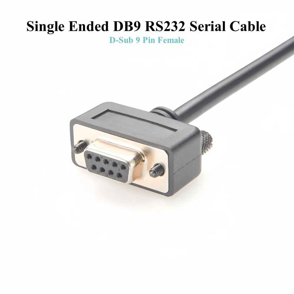 Single Ended DB9 RS232 Serial Cable, Low Profile Straight DB9 Cable, D-Sub 9 Pin Female to Open Ended Serial Programming Cable