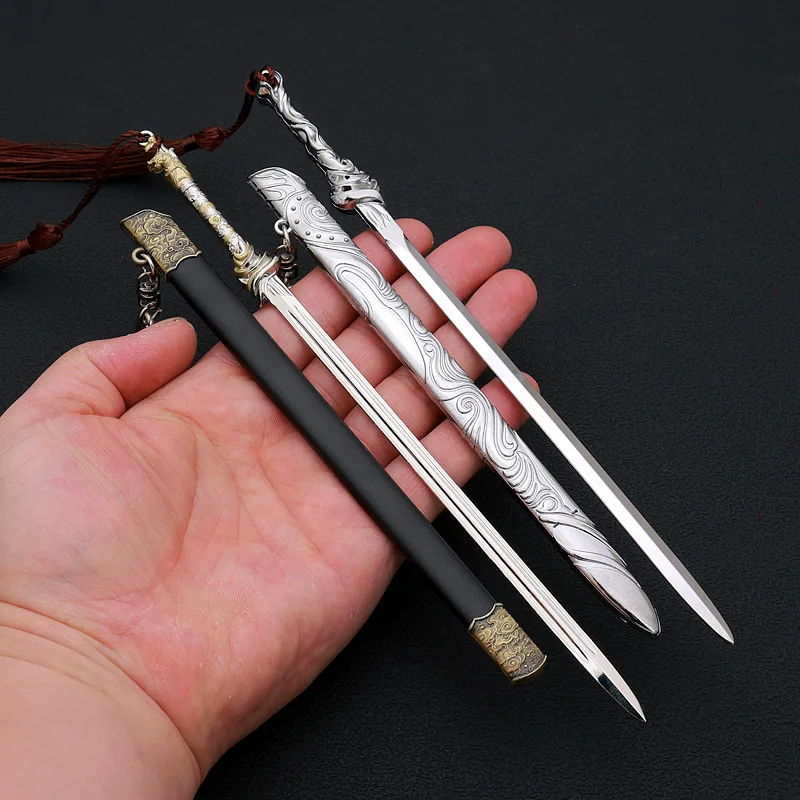 22cm Mysterious Lotus Casebook Young Master Sword Weapon Cosplay Toy Knife Metal Model TV Peripherals Kids Toy Gifts Keychains