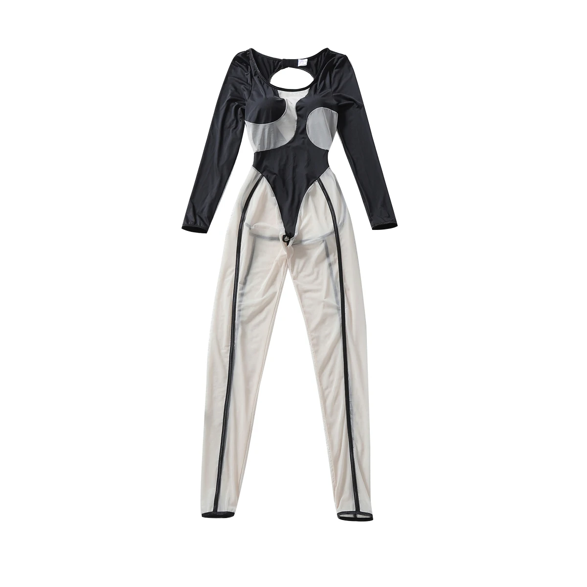 MUZISKAT 2026 High Quality Women's Temptation Irregular Design Mesh Perspective Hollow Back Plastic Slimming jumpsuit
