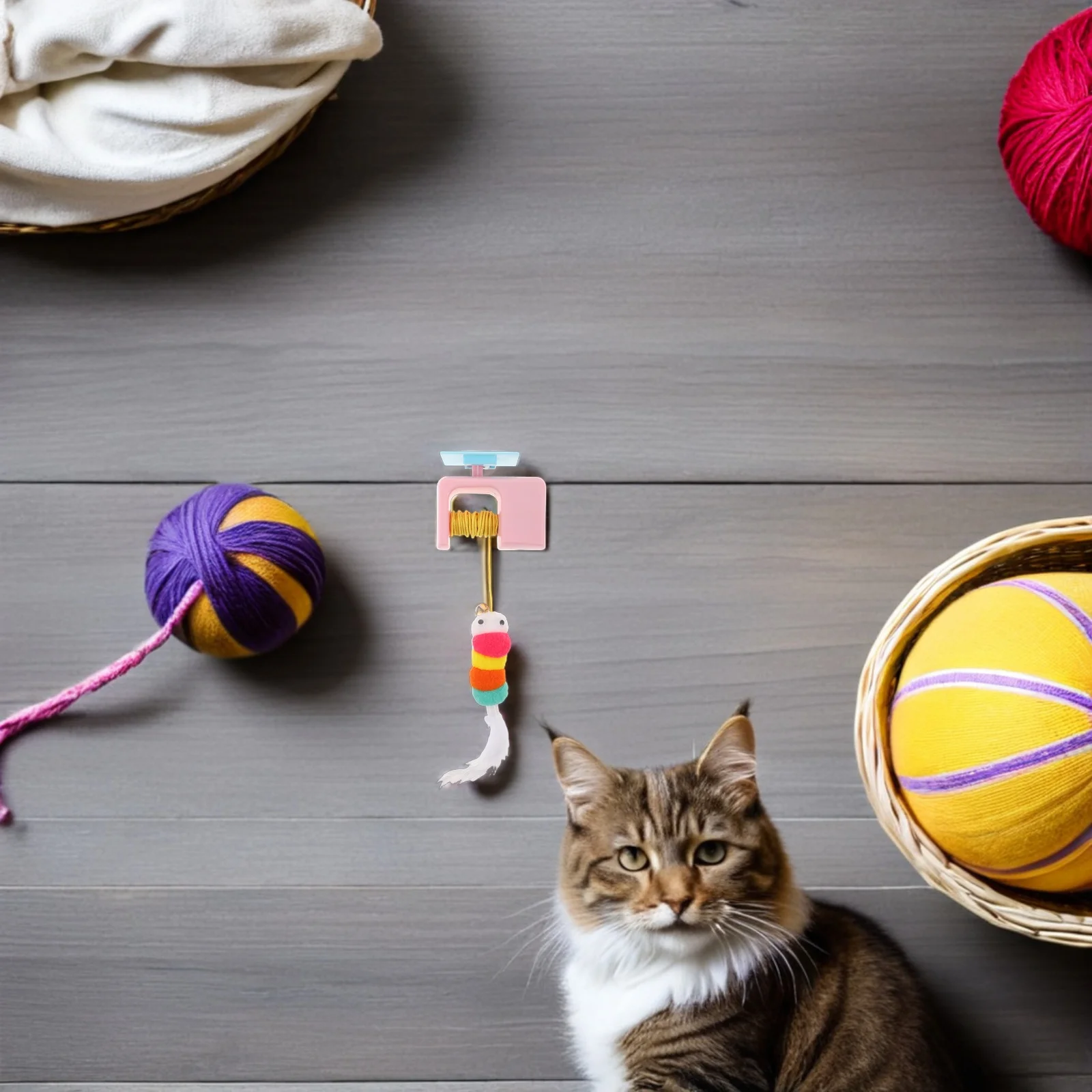 

Electric Cat Teaser Automatic Retractable Hanging Door Play Kitten Chase Interactive Indoor Motorized Cat Entertainment