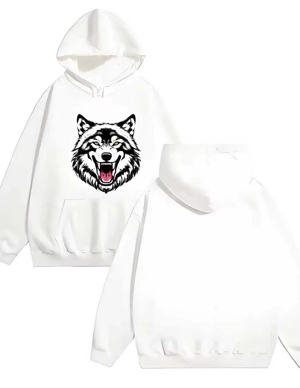 2025 marca da moda Y2k 330G moletom com capuz resistente com estampa Wolf King para homens e mulheres Halloween