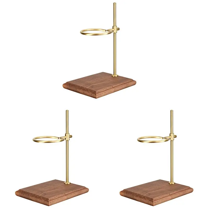 AS94-3X Pour Over Coffee Maker Stand With Wood Base Adjustable Height Rack Dripper Filter Holder