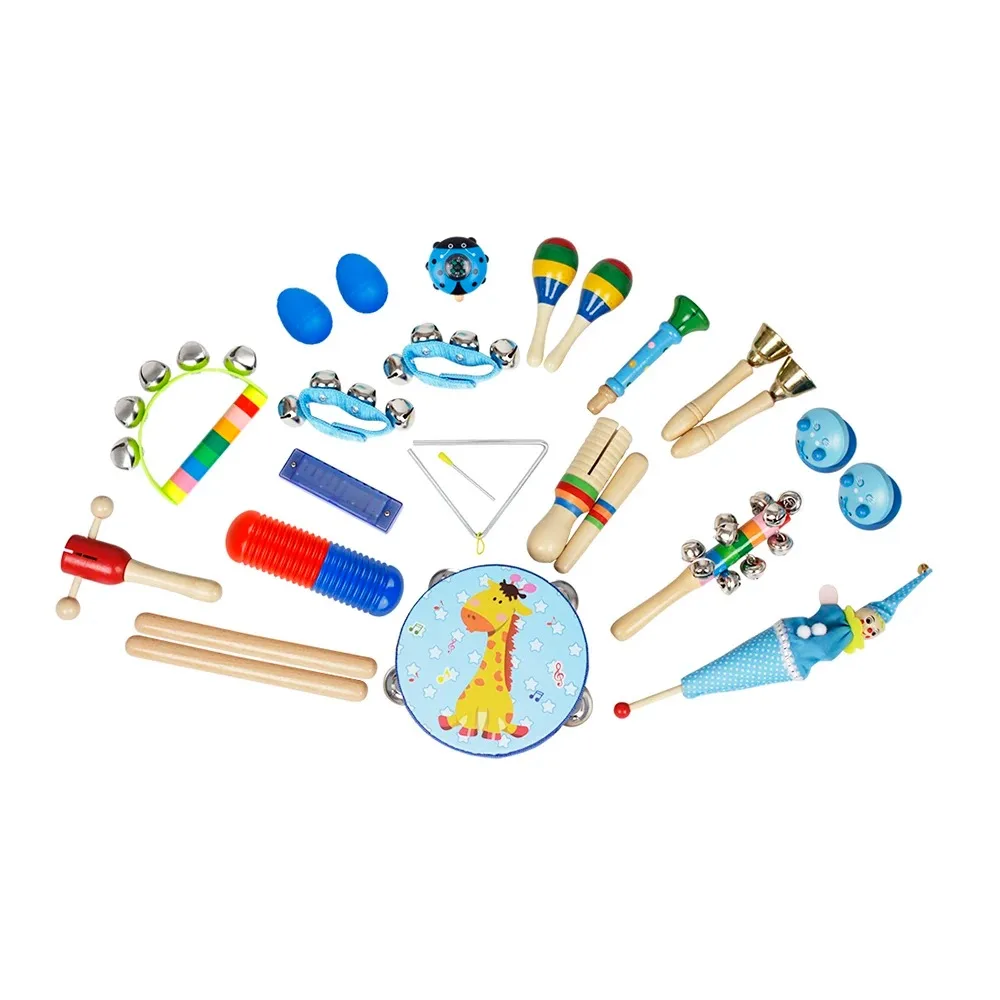 IRIN 22 Pcs/Set Orff Musical Instruments Maracas Shaker Toddler Tambourine Hand Rattle Bell Educational Tools Rhythm Gifts