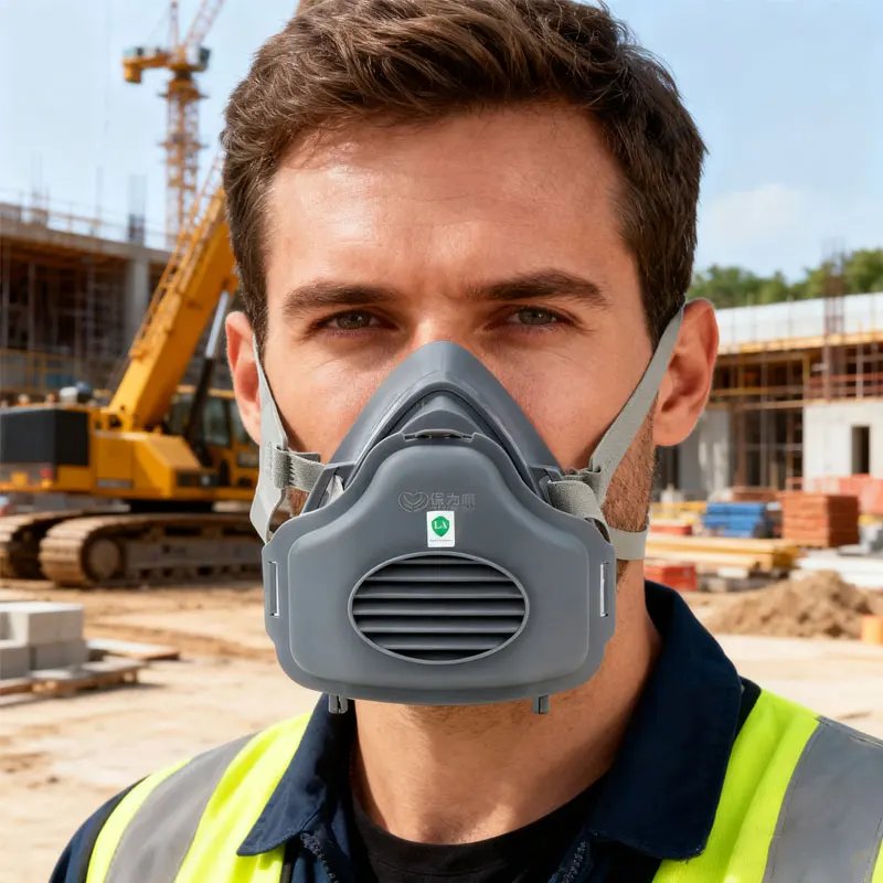 Dust-Proof Work Safety Rubber Mask Half Face Dust Mask Cotton Filter for House Clean Carpenter Builder Polishing Dust Respirator