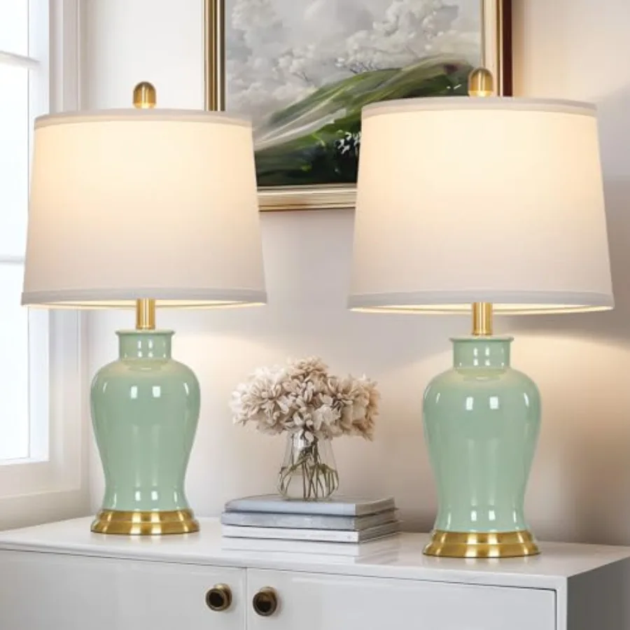 

Ceramic Lamps Set of 2, 23" Modern Table Lamps for Living Room, Classic Bedside Lamp with Ginger Jar Design, Elegant Bedroom La