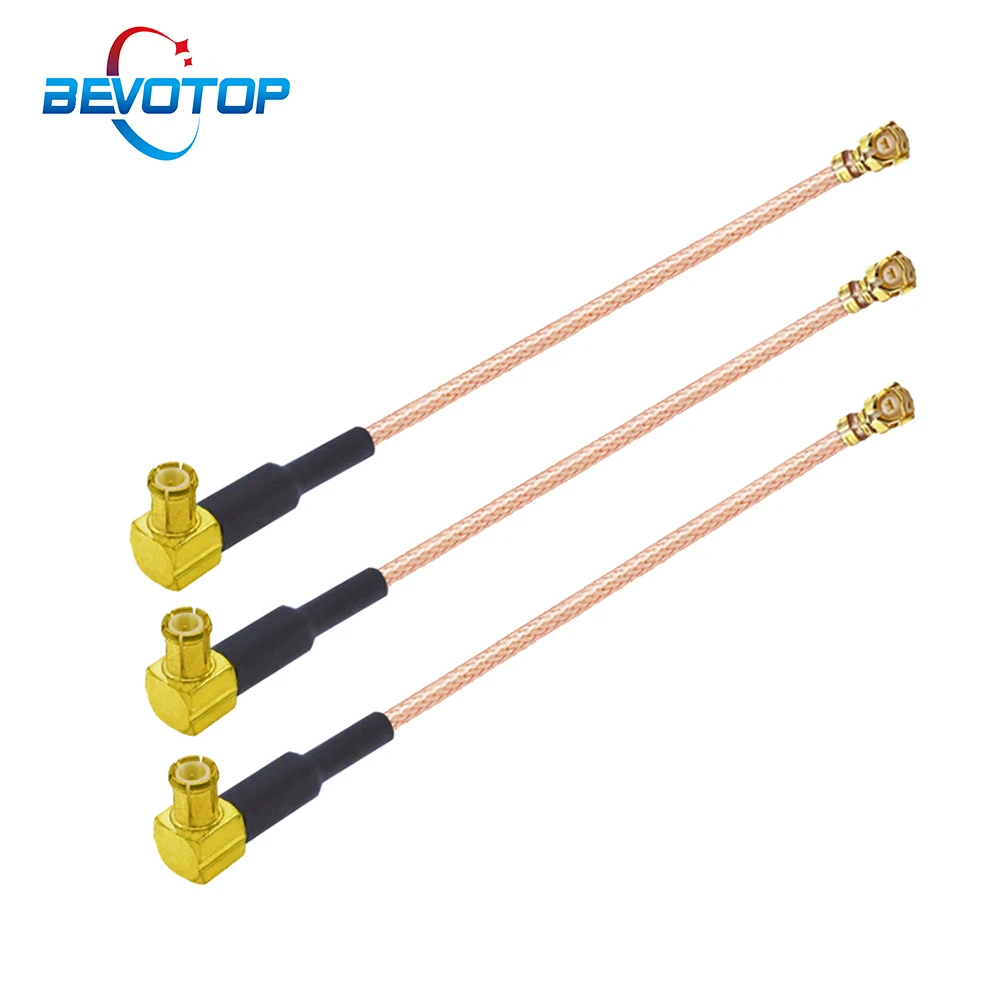 10PCS/LOT MCX Male Right Angle Plug to U.FL  1 Female Jack RG178 Cable Adapter Pigtail Antenna RF Coaxial Extension Cable