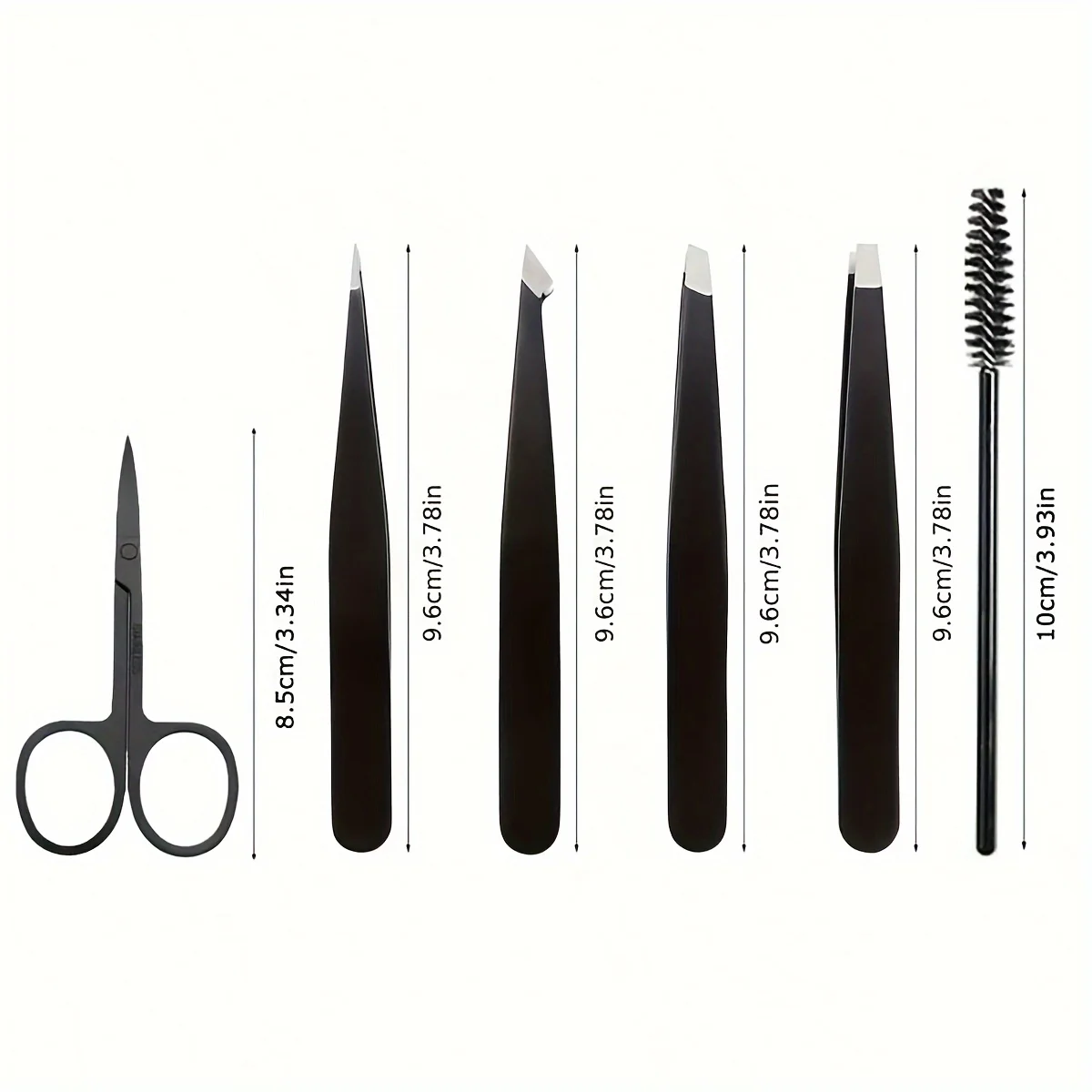 4/6pcs Professional Facial Hair Removal Grooming Set with Curved Scissors, Eyebrow Tweezers, Lash Brush, Eyebrow Clip Eyelash