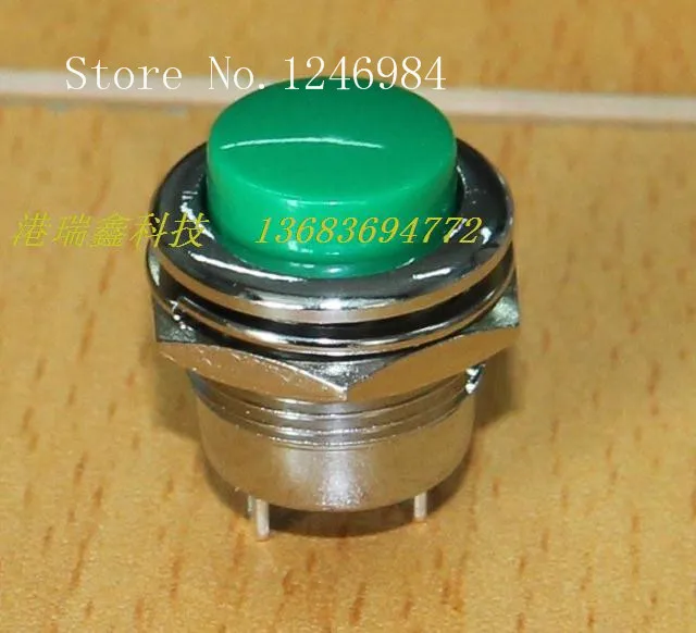 [SA]M16 electronic switch reset button normally open green metal button switch PB02-MR by -pass--50pcs/lot