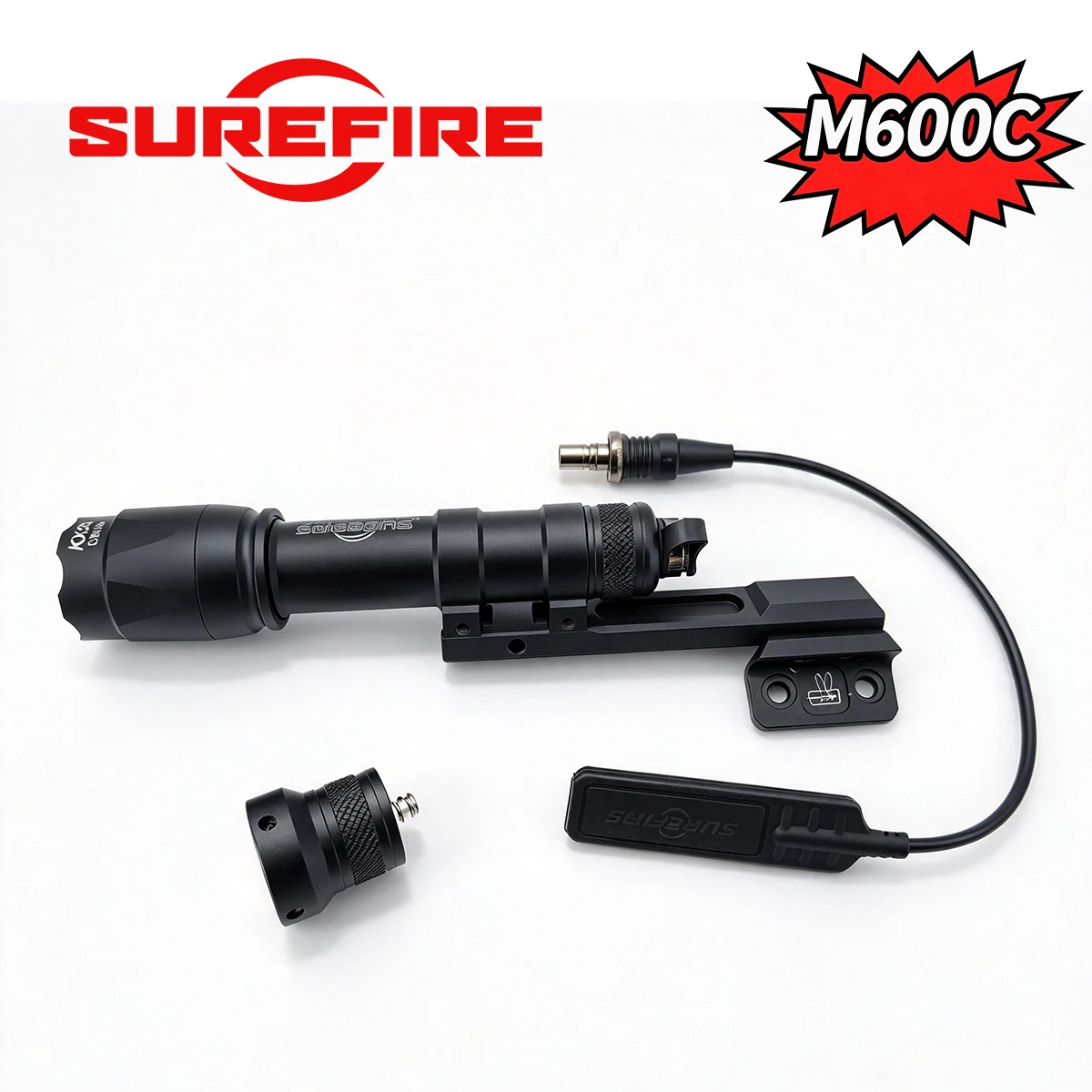 Tactical Scout Light M300B M300C M600B M600C LED Flashlight Complete Kit With Thorntail Offset Side Mount For Outdoor Hunting