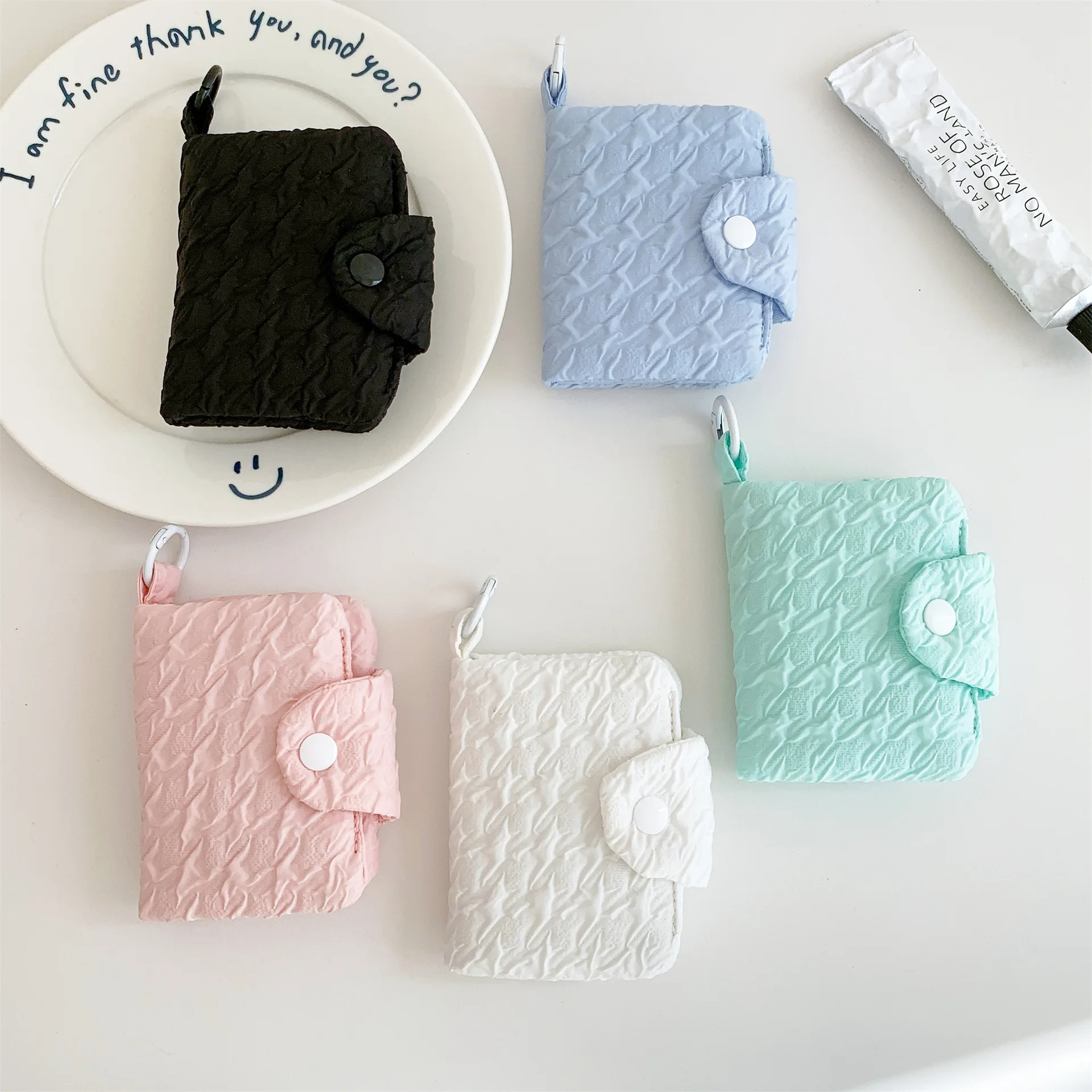 Простой однотонный студенческий портативный кошелек для монет, сумка для хранения банковских карт, мини-сумка для наушников с подвесной пряжкой