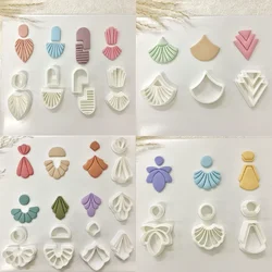 Minimalism French Style Art Deco Polymer Clay Cutters Geometric Fan Shaped with Stripe Clay Mold for DIY Pendant Earring Jewelry