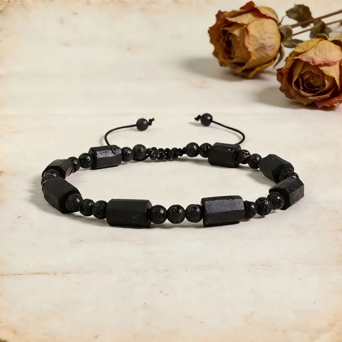 Schwarzes Turmalin-Armband Naturstein-Schmuck Personalisierte Armreifen Paar-Armbänder Herren-Armbänder Damen-Handaccessoires – Detail 5
