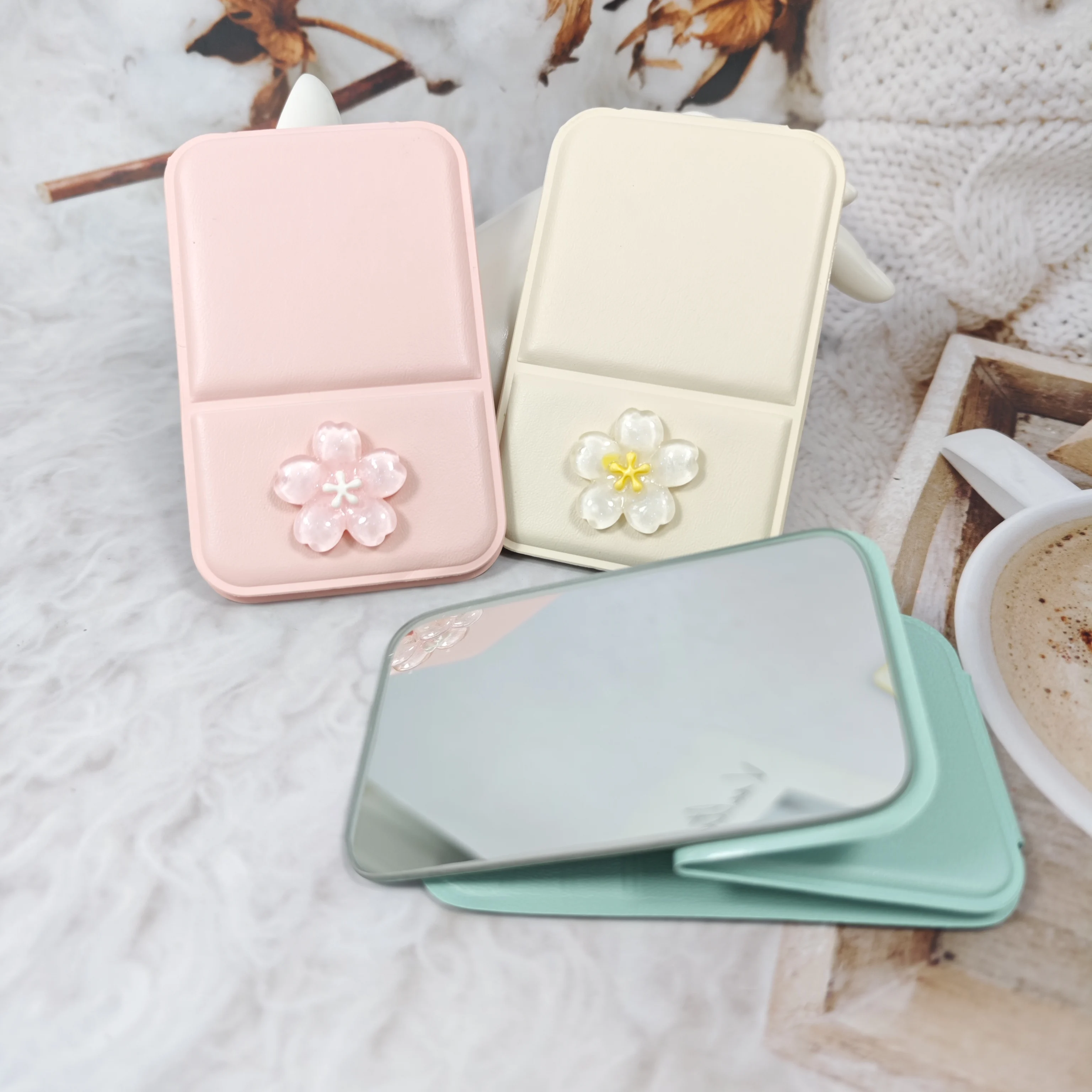 The New Sakura Makeup Mirror Is A Portable, Foldable, Handheld Desktop And Upright Mini Mirror