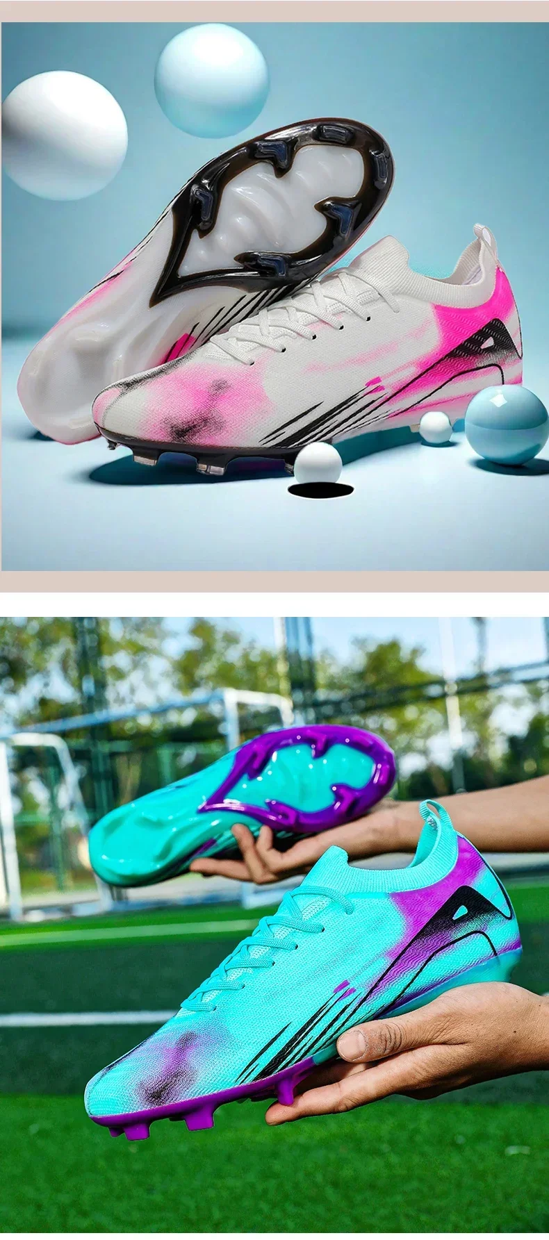 Neue Herren-Fußballschuhe, ultraleichte FG-Schuhe für Training und Spiel, rutschfeste Outdoor-Fußballschuhe mit langen Stollen, Dropshipping – Detail 9