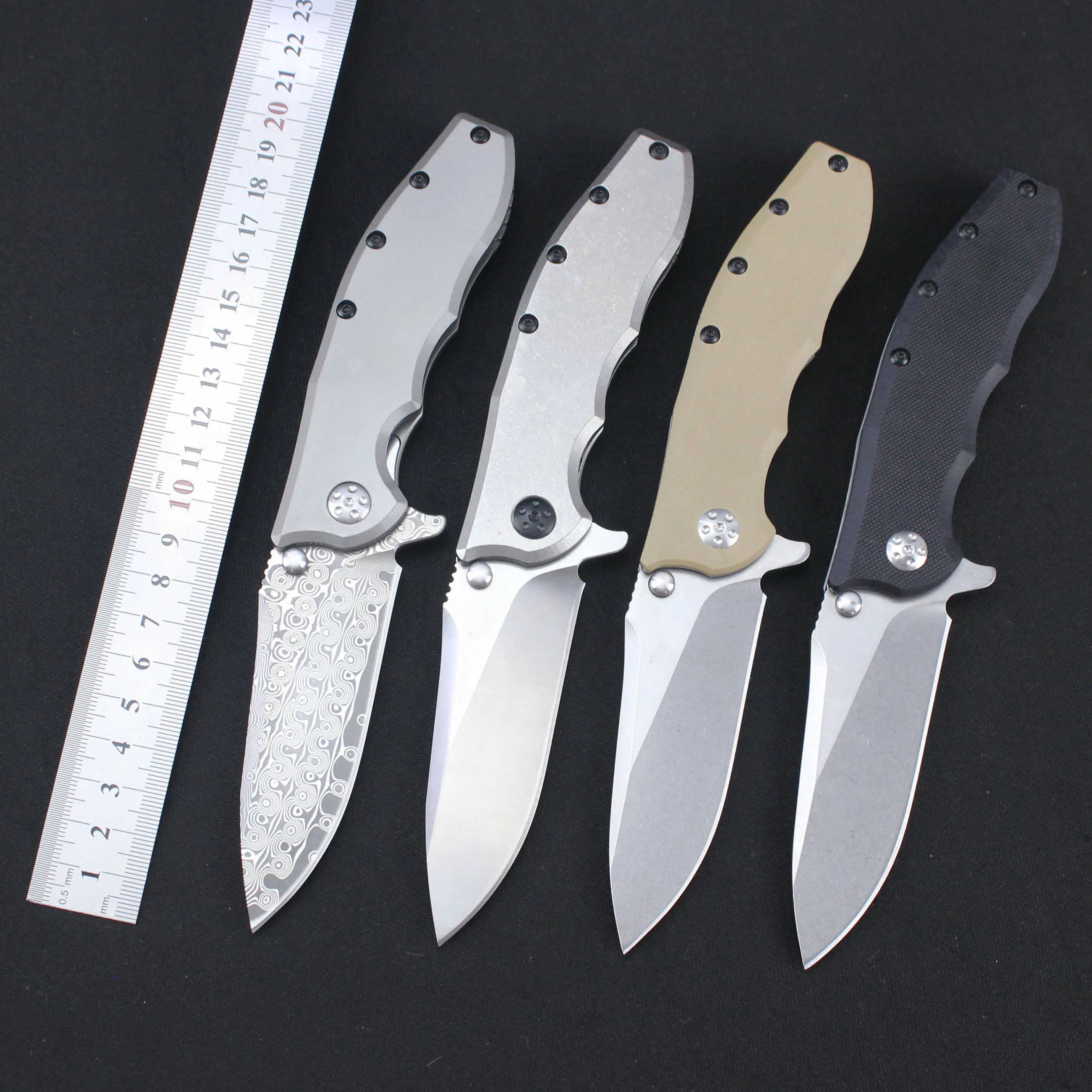 

0562 Knife Damascus/CPM20V Blade High hardness Titanium alloy /G10 Handle Bearing Portable Camping Hunting Folding Pocket Knife