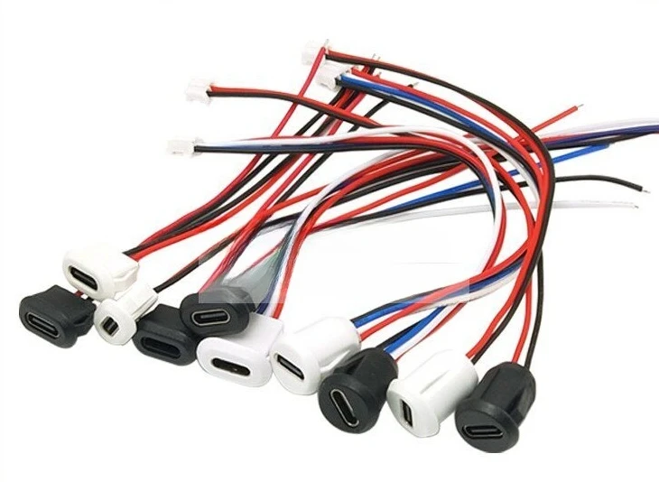 injection-molded direct-pressure black and white with PH2.0 terminal, soldered wire, oval-shaped charging interface with wire