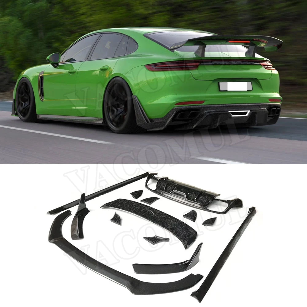 Dry Carbon Fiber Front Lip Spoiler Splitters Rear Diffuser Side Skirts Rear Spoiler For Porsche Panamera 971 2017-2019 Body Kit
