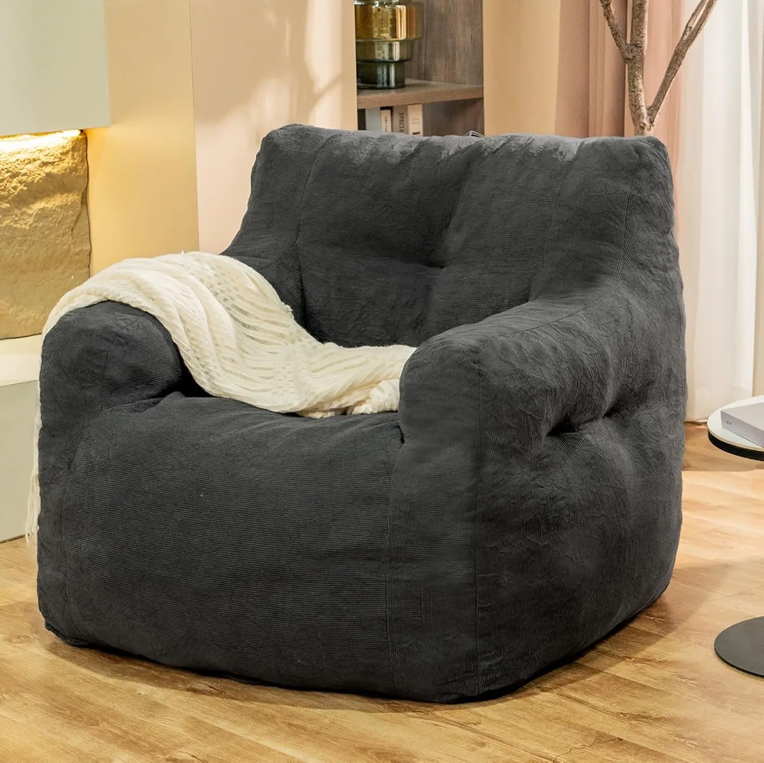 Giant Bean Bag Chair, Bean Bag Chair For Adults, Fluffy And Comfy Bean Bag Chair With Filler, Big Bean Bag Sofa Chair For