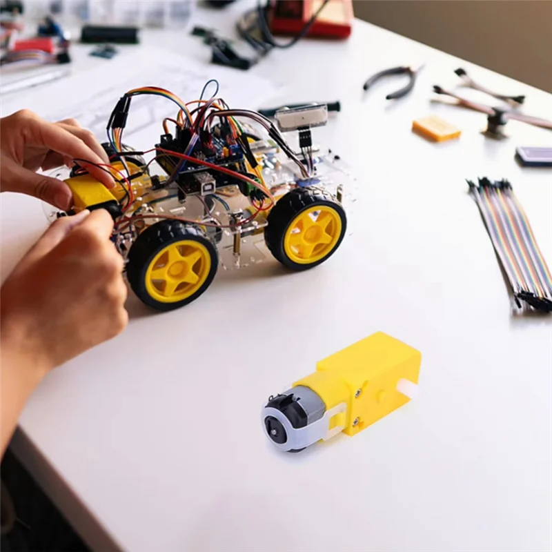 B24B 10Pcs TT Motor Module For DIY Smart Car Robot DC 3-12V Dual Shaft Geared Motor Gearmotor For Robotics And Smart Vehicles