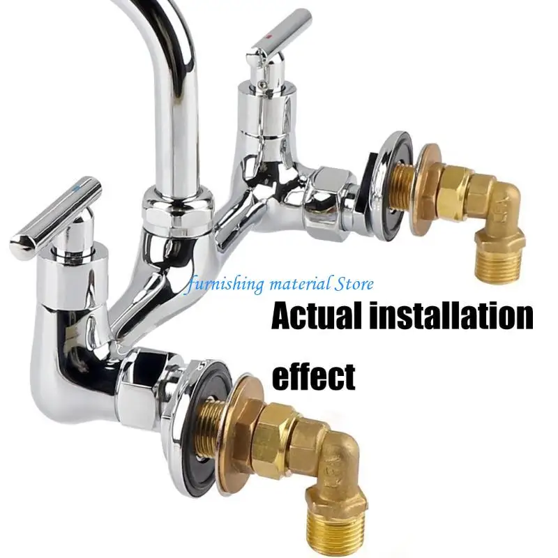

Y5GD 2pcs Brass 90 Degree Rotating Connector 1/2 Inch Double Thread Plumbing Fitting
