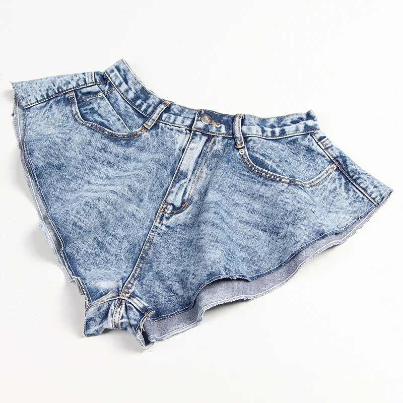 Fashion Wide Leg Shorts Sexy Girl 2024 Summer New Sweet Hand Cut Ruffled Shorts High Waist Slimming Baggy Denim Shorts Women