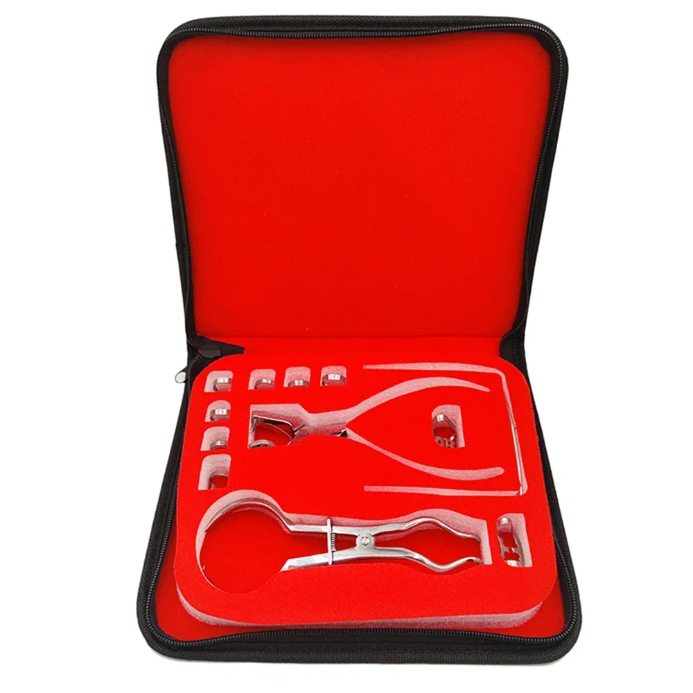 Dental Rubber Dam Kit with Forceps Leather Case for Dentist Rubber Dam Clamp Oral Tools Endodontic Filling Instruments