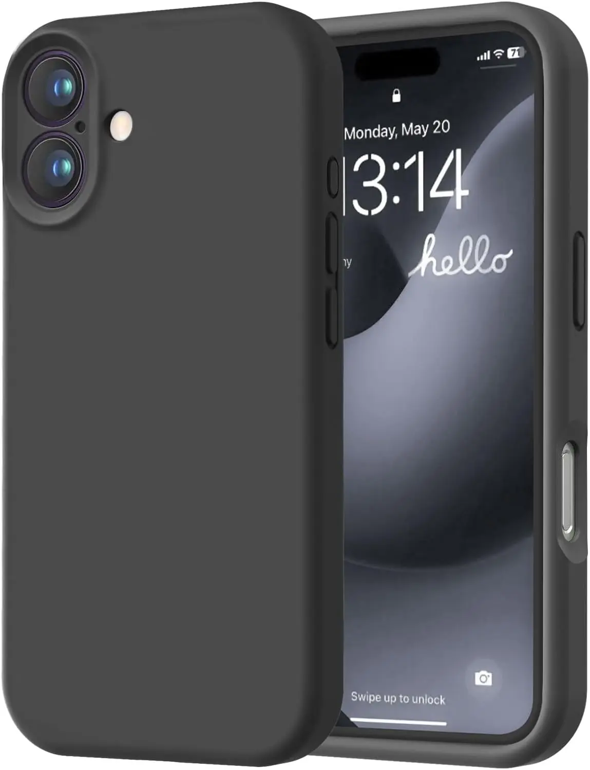 

Premium Silicone iPhone 16 Case with Shockproof Protection, Soft Microfiber Lining, Slim Fit for 6.1" Model in Black