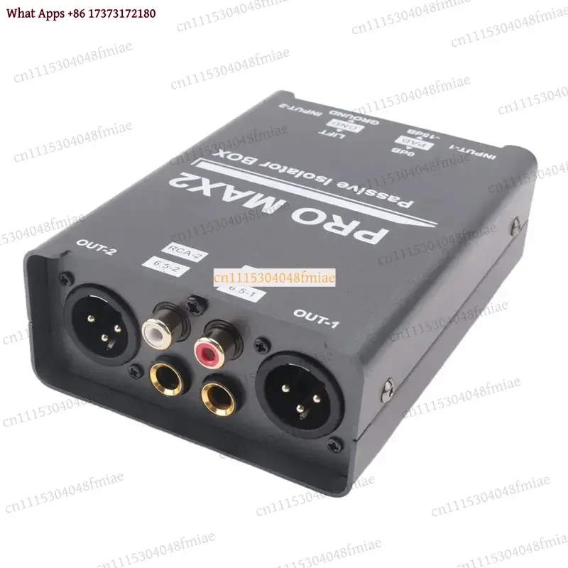 N13R-(Durable) 2-Way Audio Isolator Noise Eliminator XLR 6.5mm Jack Mixer Live Broadcast Ground Loop Hum Blocker
