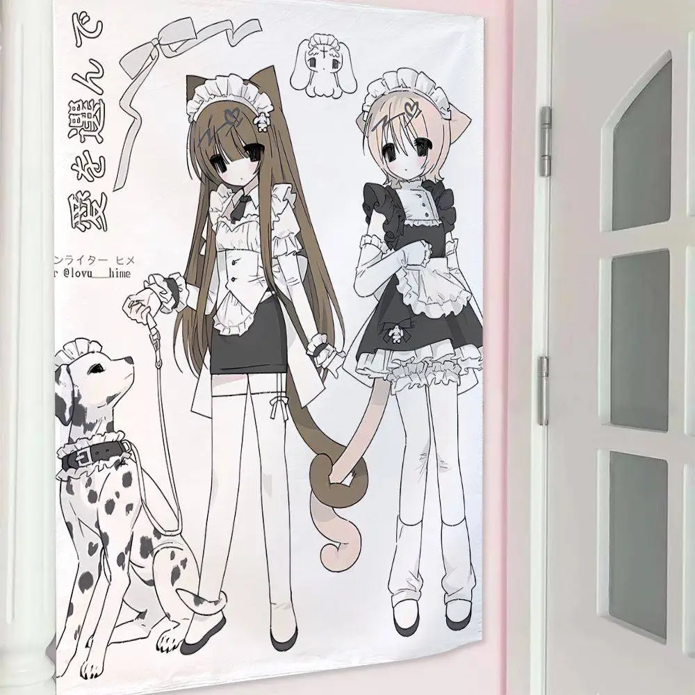 VIKAMA Heilender Lolita-Einhorn-Wandteppich für Schlafzimmer und Wohnzimmer, mädchenhafter Instagram-Stil, heilende Atmosphäre, Hintergrunddekoration