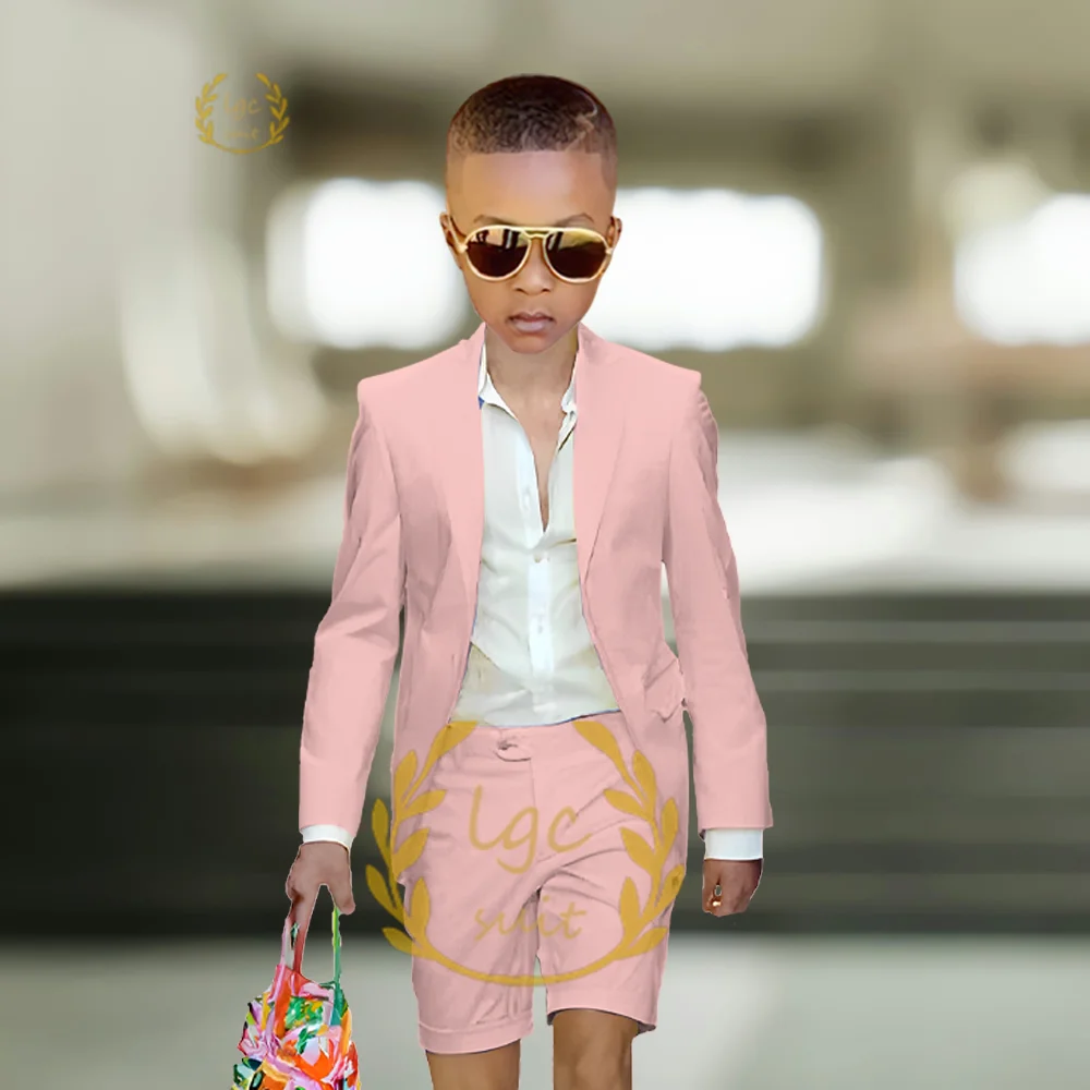 2-Piece Boys Suit Peak Lapel Blazer and Shorts Outfit for Wedding Party Cocktail Birthday Performance Hosting